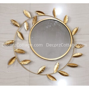 Wall Leaf Round Mirror Wall Art