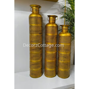 Decor Handicraft Metal T Light Big Set of 3 (Gold Shade)